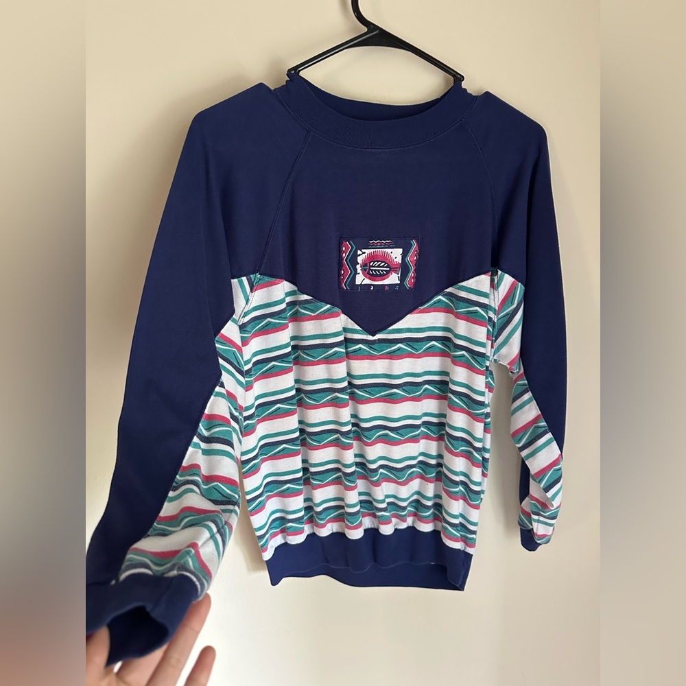 Vintage 80s Colorful Graphic Pull-Over Sweater by Gina Peters Womens Size M